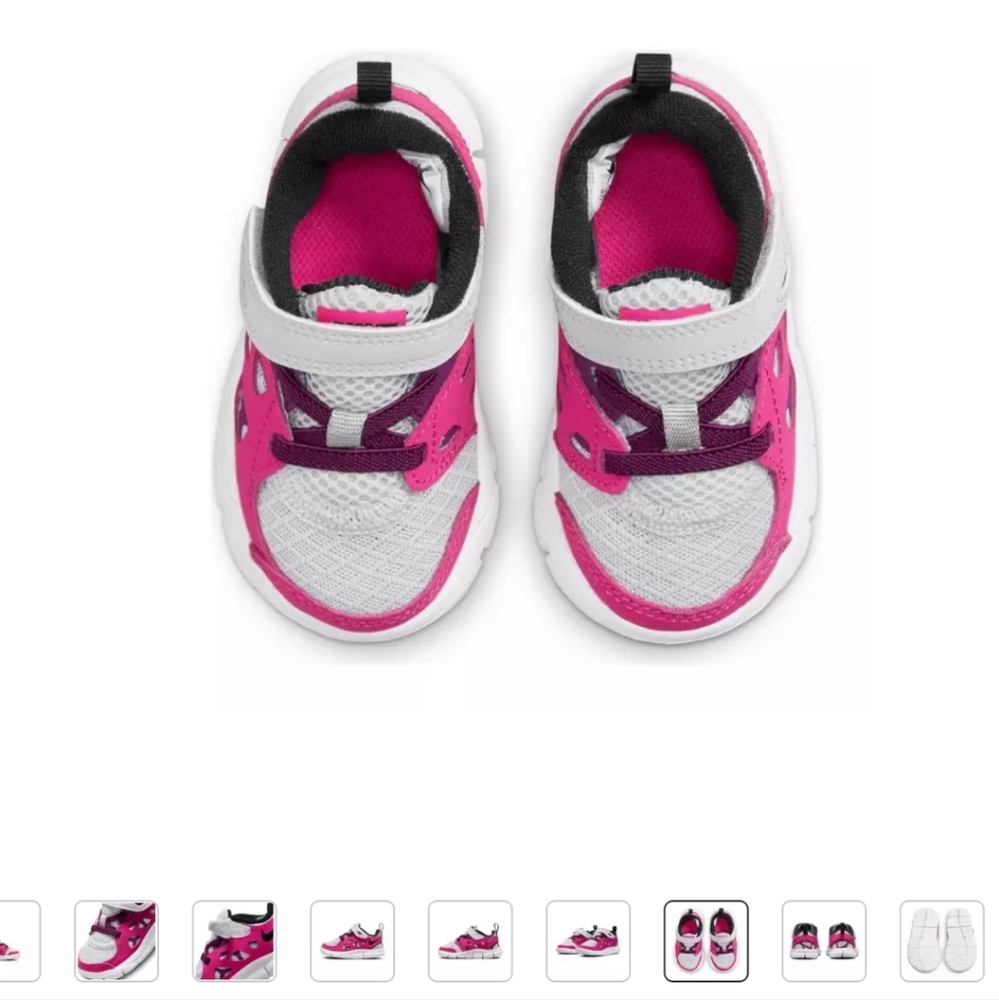 Nike Free Run 2 pure Platinum/Black/Pink Prime/Sangria Toddler Girls' Shoe size